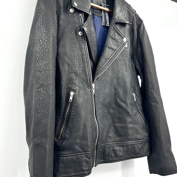 BlankNYC 100% Lambskin Double Down Black Leather Moto Jacket Size Large NWT - Picture 5 of 15